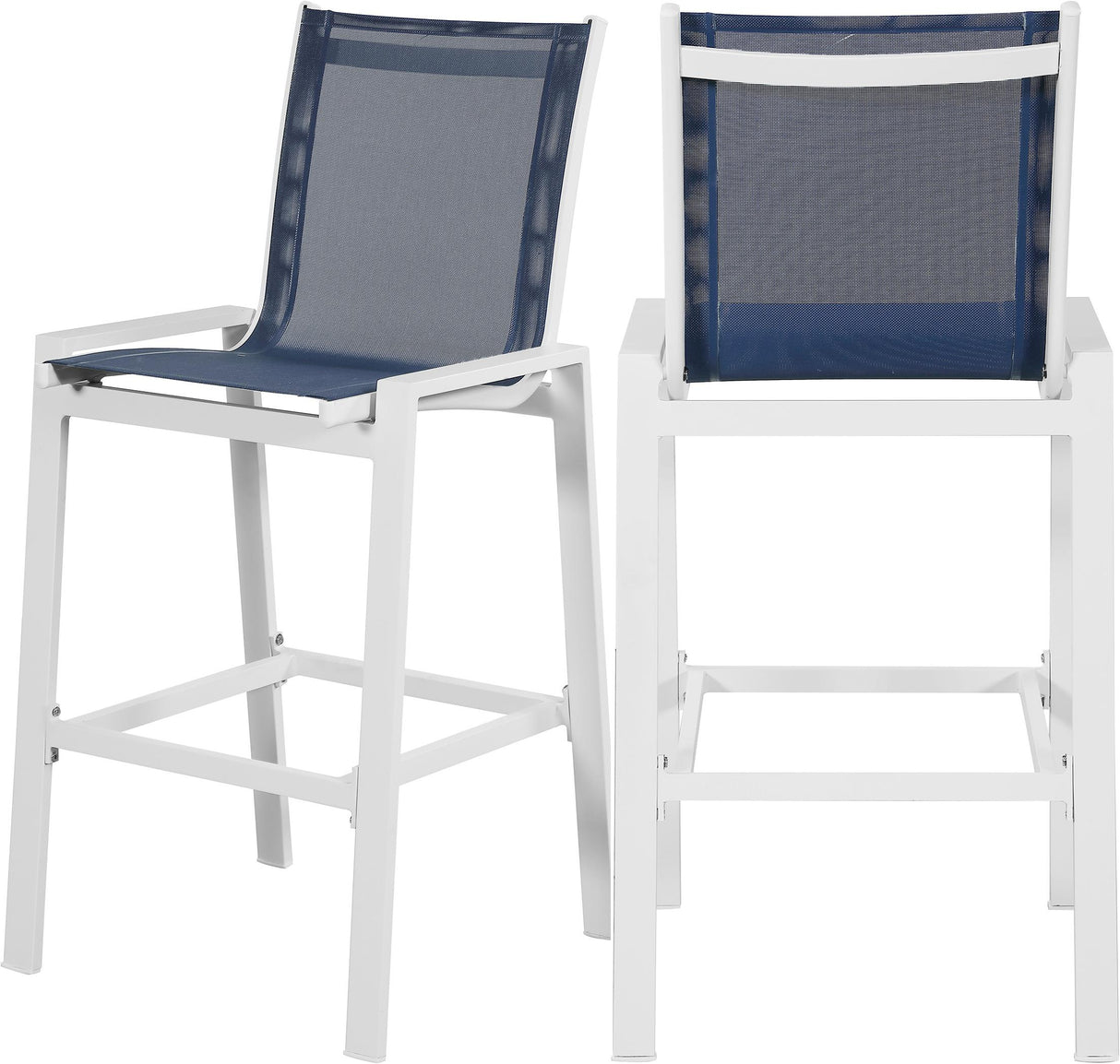 Nizuc Navy Mesh Waterproof Fabric Outdoor Patio Aluminum Mesh Barstool - galleria furniture outlet
