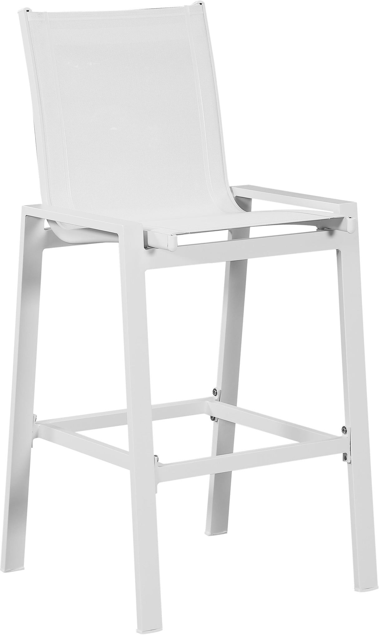 Nizuc White Mesh Waterproof Fabric Outdoor Patio Aluminum Mesh Barstool - galleria furniture outlet
