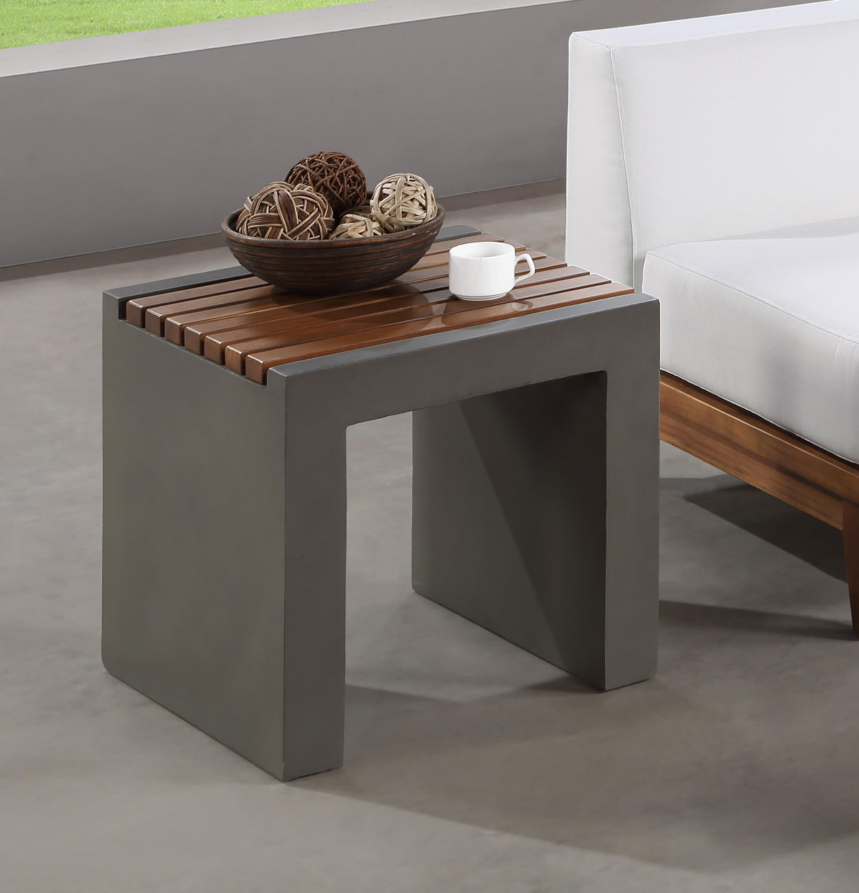 Rio Light Grey Concrete Cement End Table - galleria furniture outlet