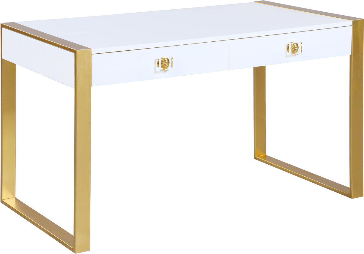 Victoria White / Gold Desk/Console - galleria furniture outlet