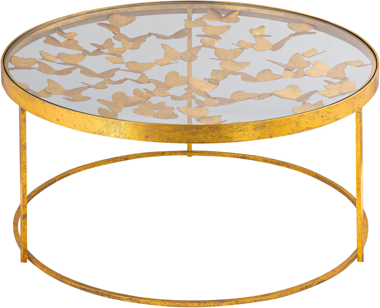 Butterfly Gold Coffee Table - galleria furniture outlet
