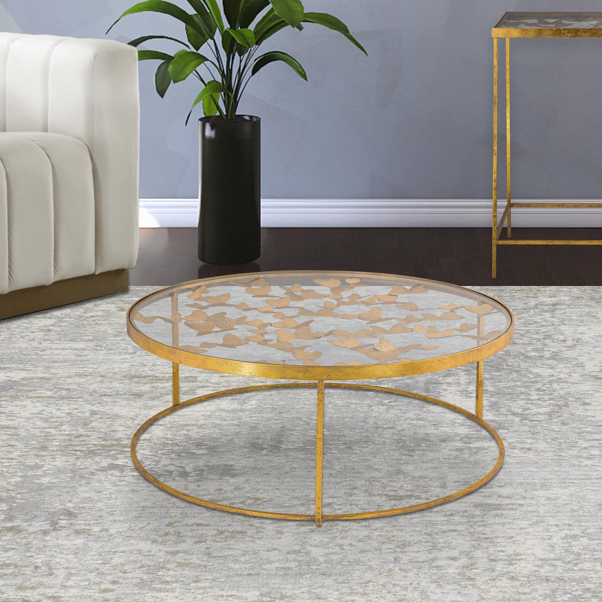Butterfly Gold Coffee Table - galleria furniture outlet