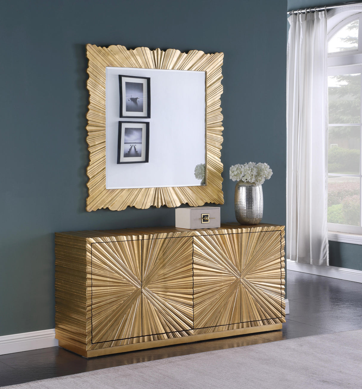 Golda Gold Leaf Mirror - galleria furniture outlet