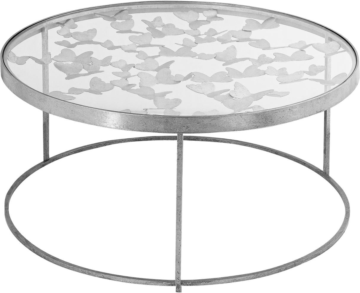 Butterfly Silver Coffee Table - galleria furniture outlet