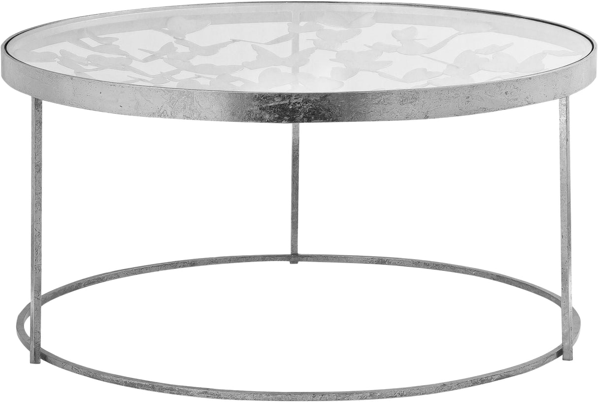 Butterfly Silver Coffee Table - galleria furniture outlet
