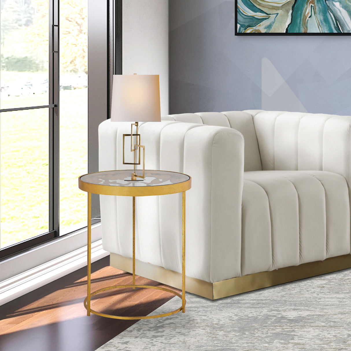 Butterfly Gold End Table - galleria furniture outlet