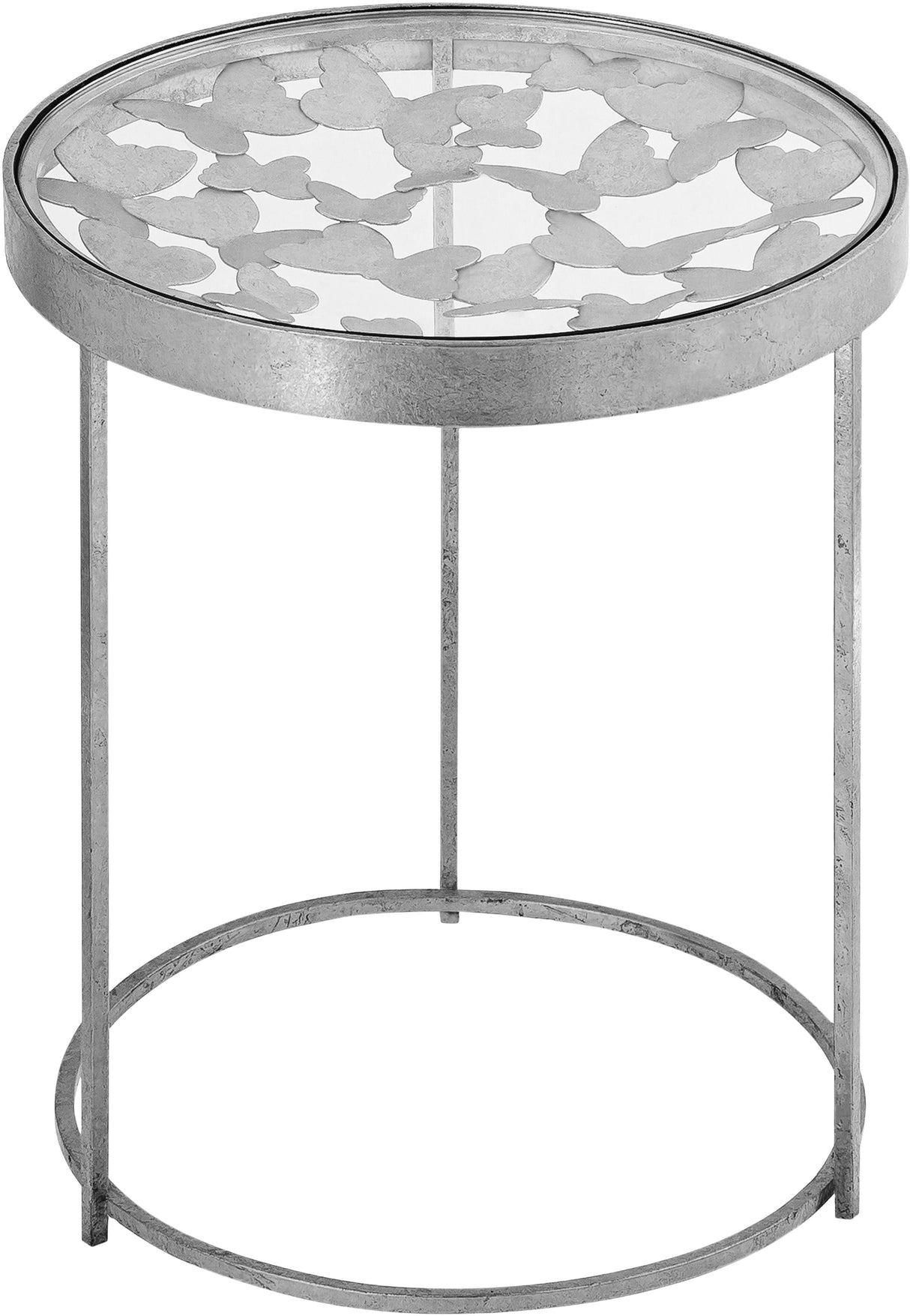 Butterfly Silver End Table - galleria furniture outlet