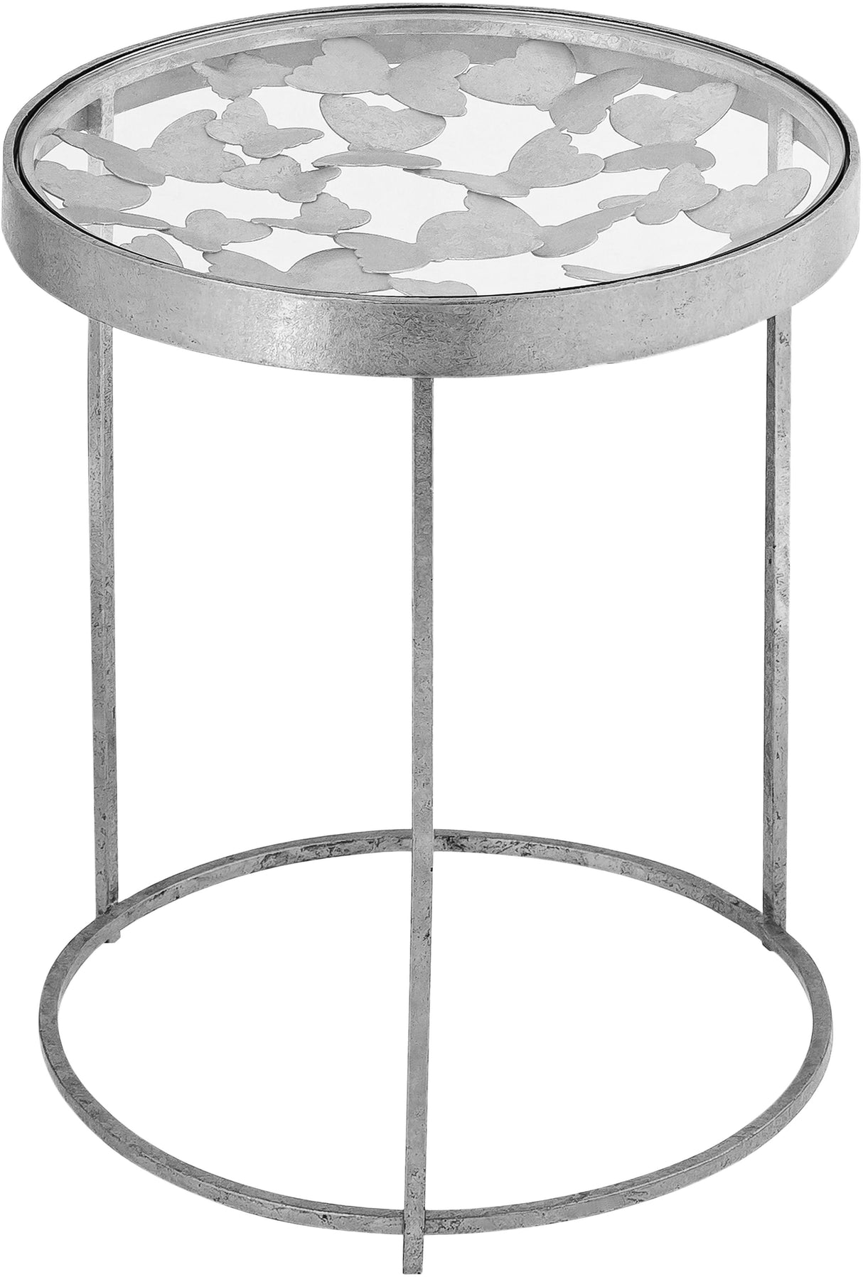 Butterfly Silver End Table - galleria furniture outlet