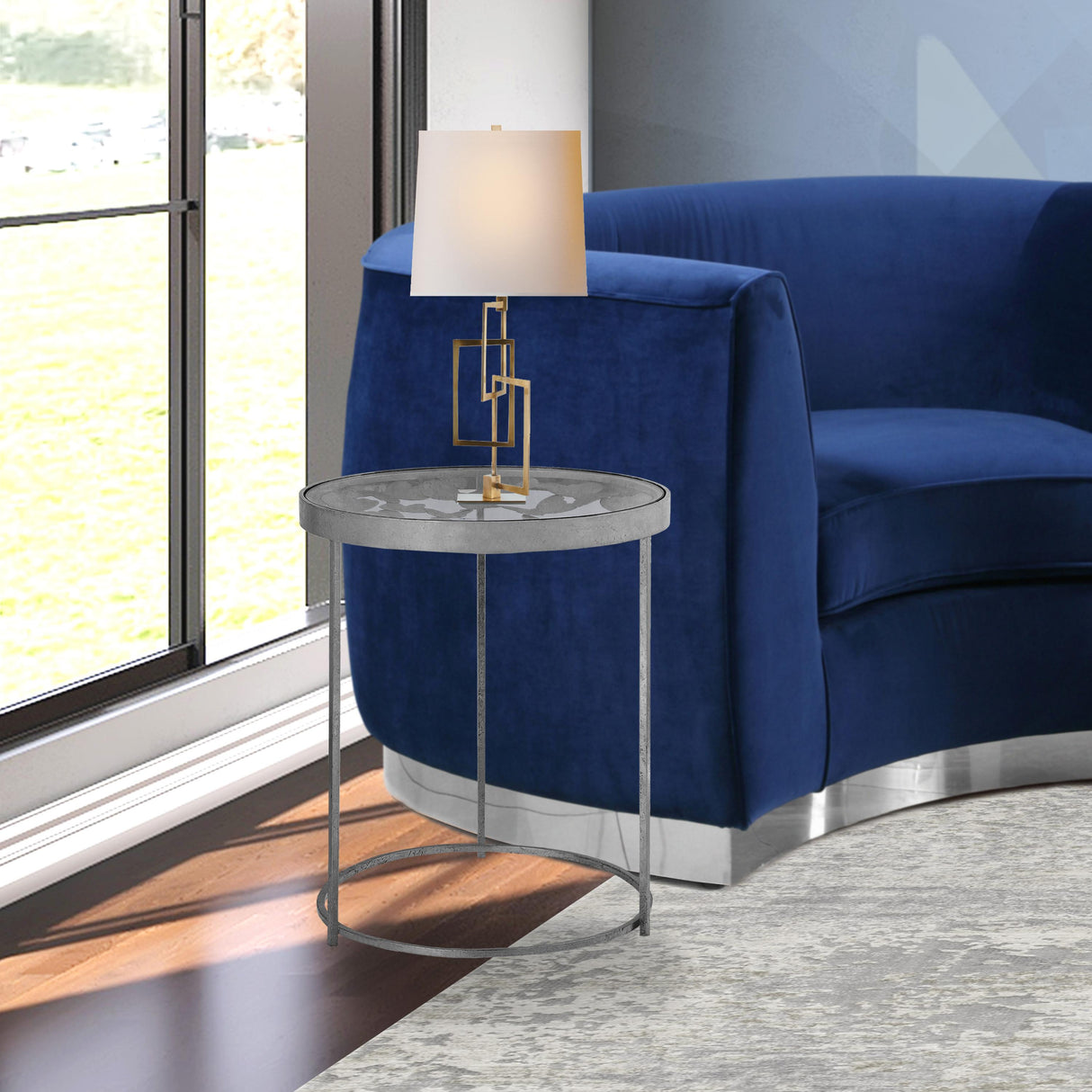 Butterfly Silver End Table - galleria furniture outlet