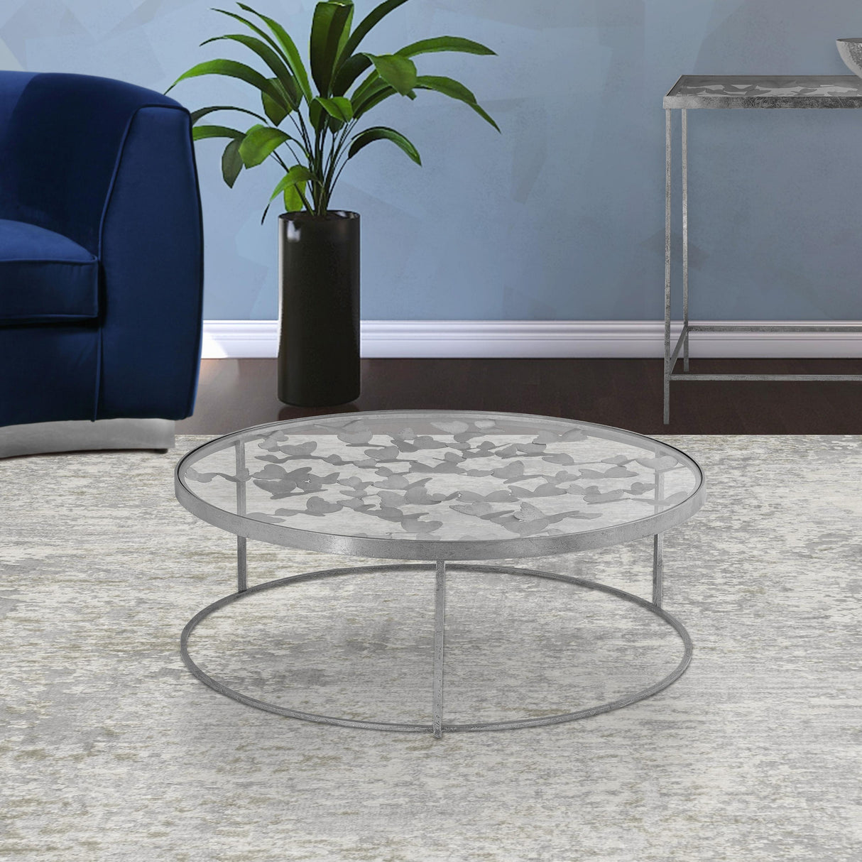Butterfly Silver Coffee Table - galleria furniture outlet
