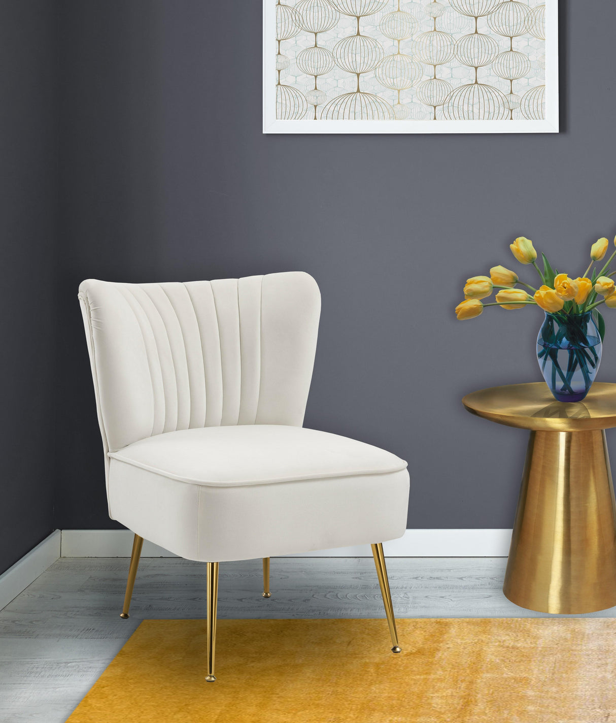 Tess Cream Velvet Accent Chair - galleria furniture outlet