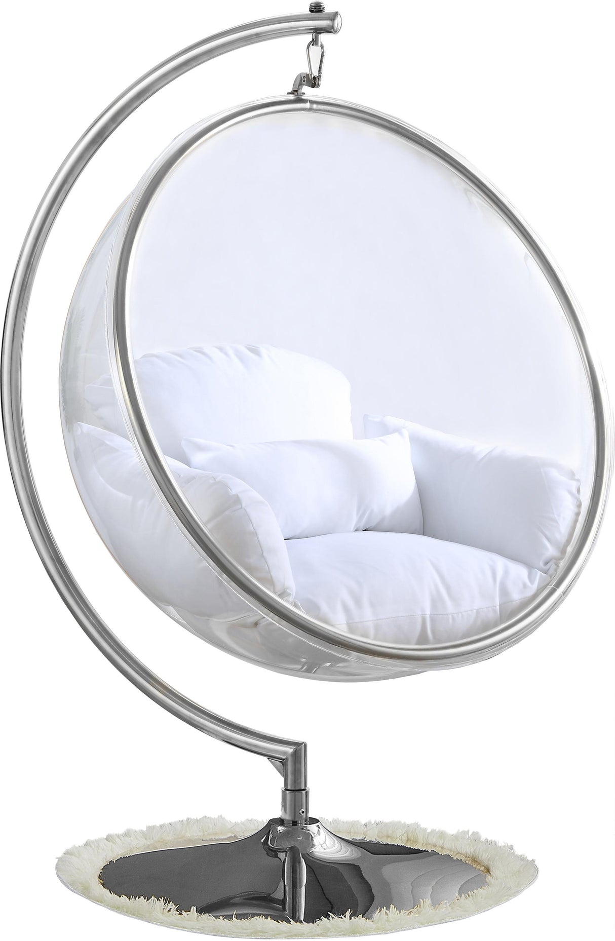 Luna White Durable Fabric Acrylic Swing Chair - galleria furniture outlet