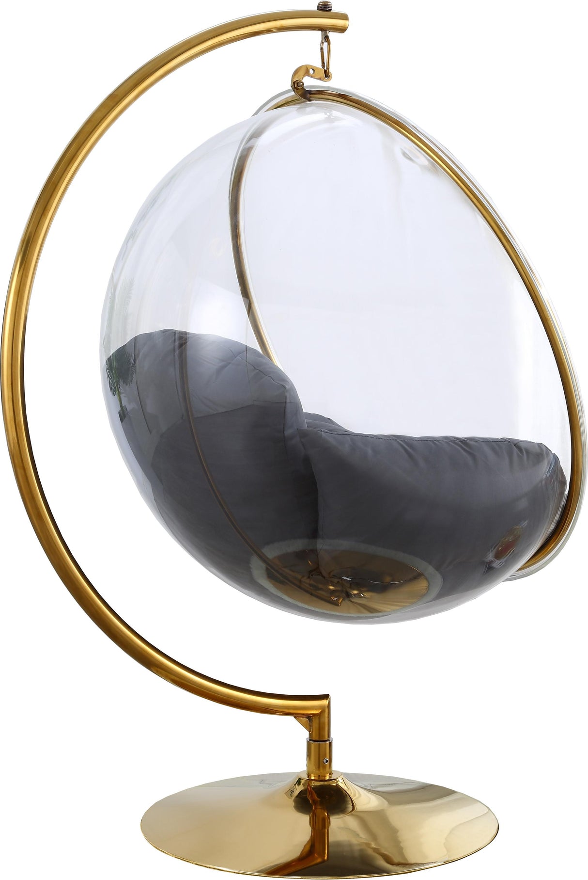 Luna Grey Fabric Acrylic Swing Bubble Accent Chair (2 Boxes) - galleria furniture outlet