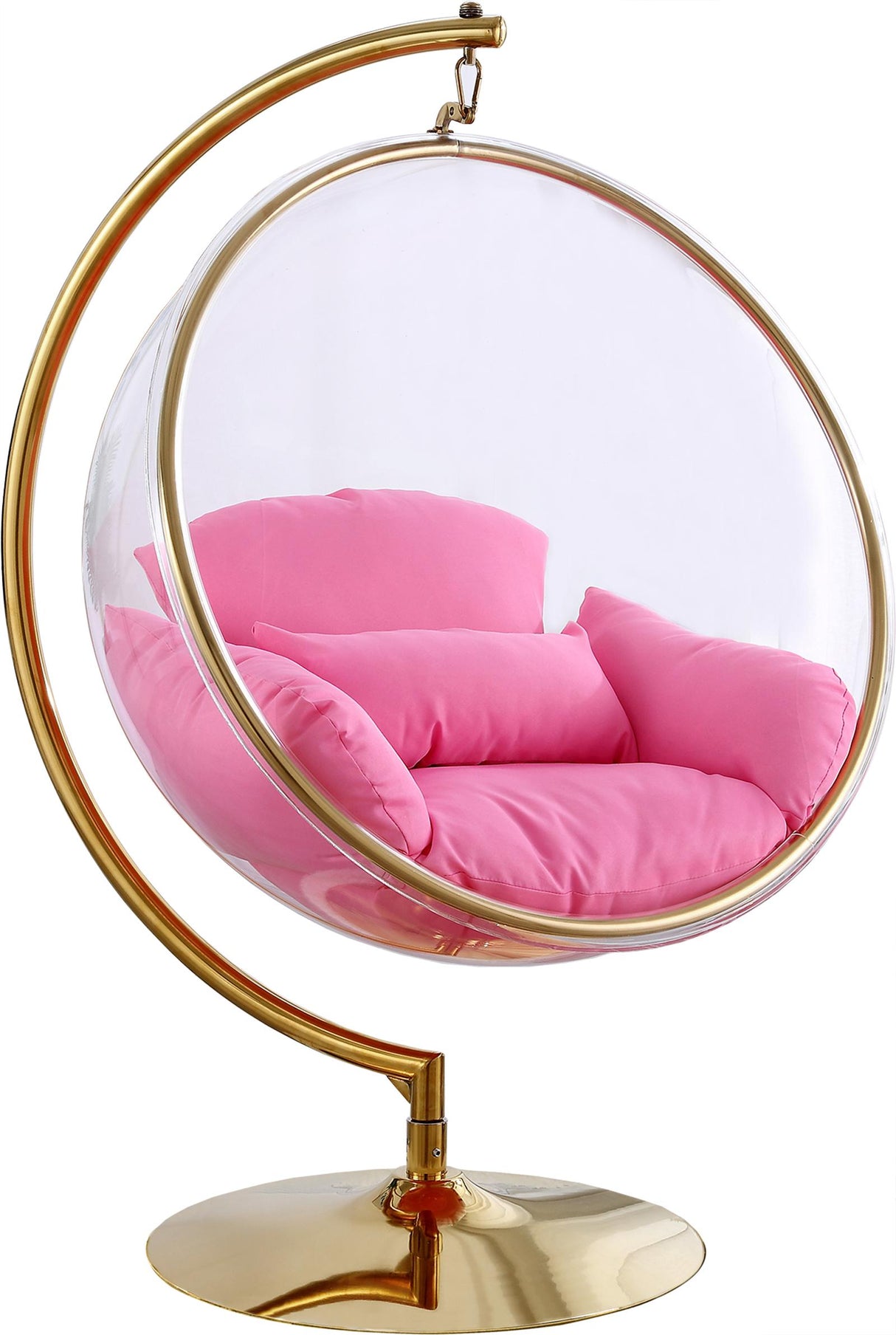 Luna Pink Fabric Acrylic Swing Bubble Accent Chair (2 Boxes) - galleria furniture outlet