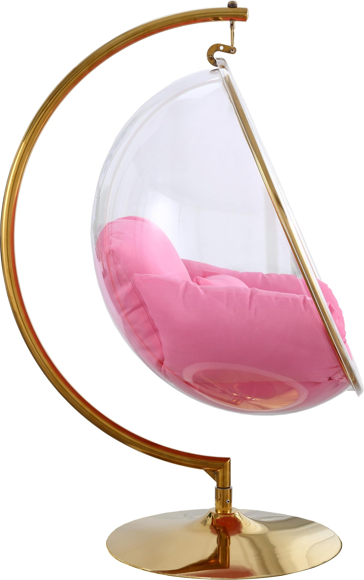 Luna Pink Fabric Acrylic Swing Bubble Accent Chair (2 Boxes) - galleria furniture outlet