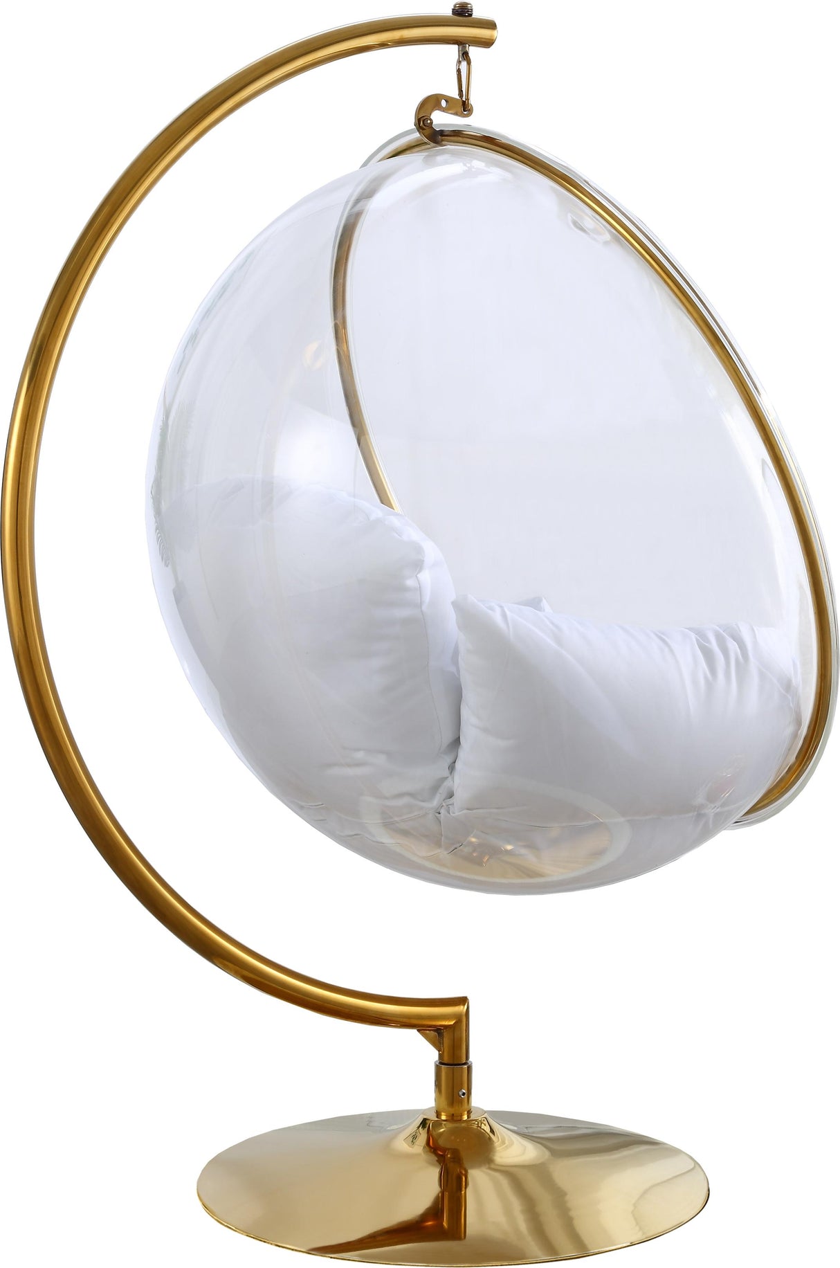 Luna White Fabric Acrylic Swing Bubble Accent Chair (2 Boxes) - galleria furniture outlet