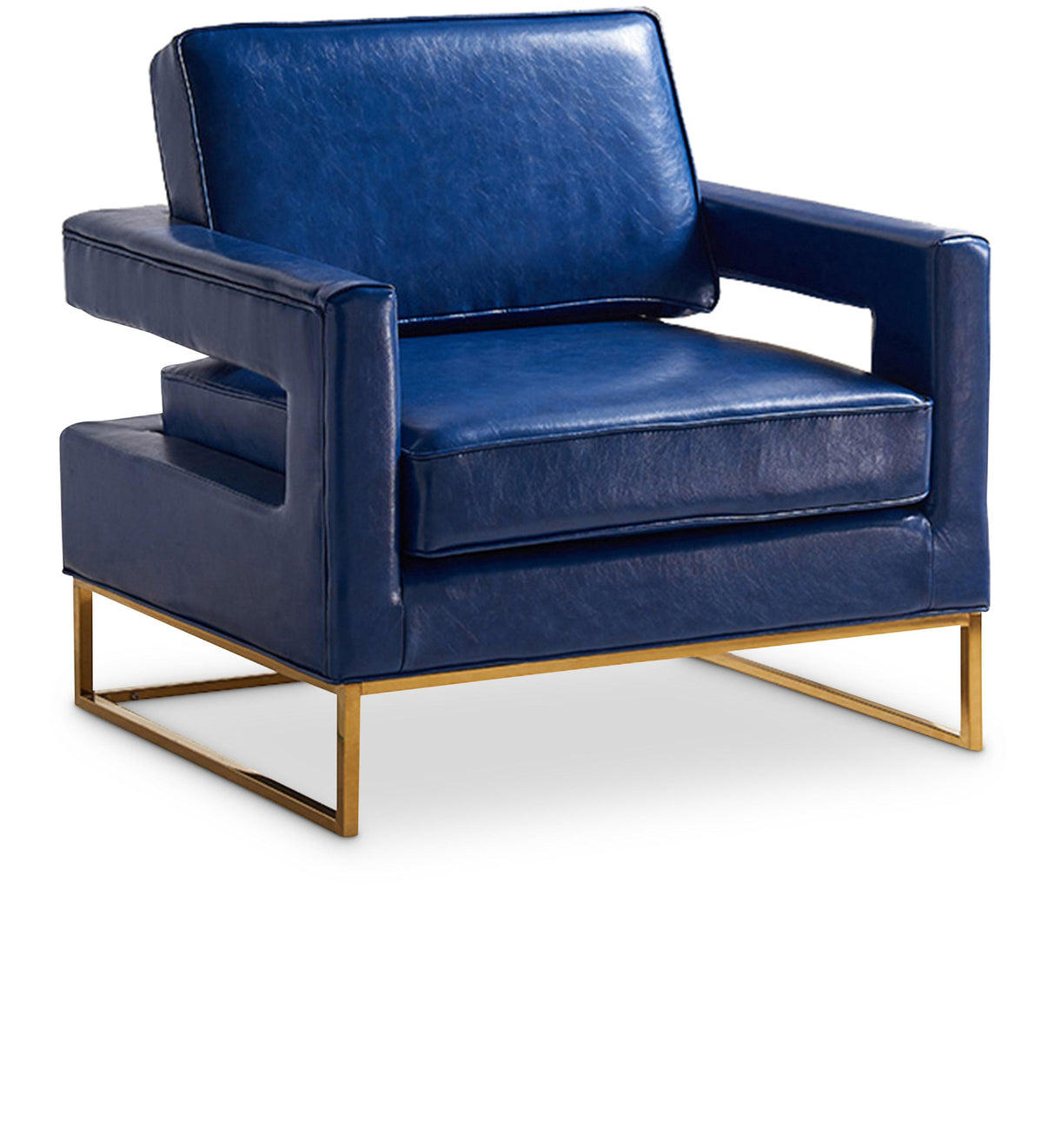Amelia Navy Faux Leather Accent Chair - galleria furniture outlet