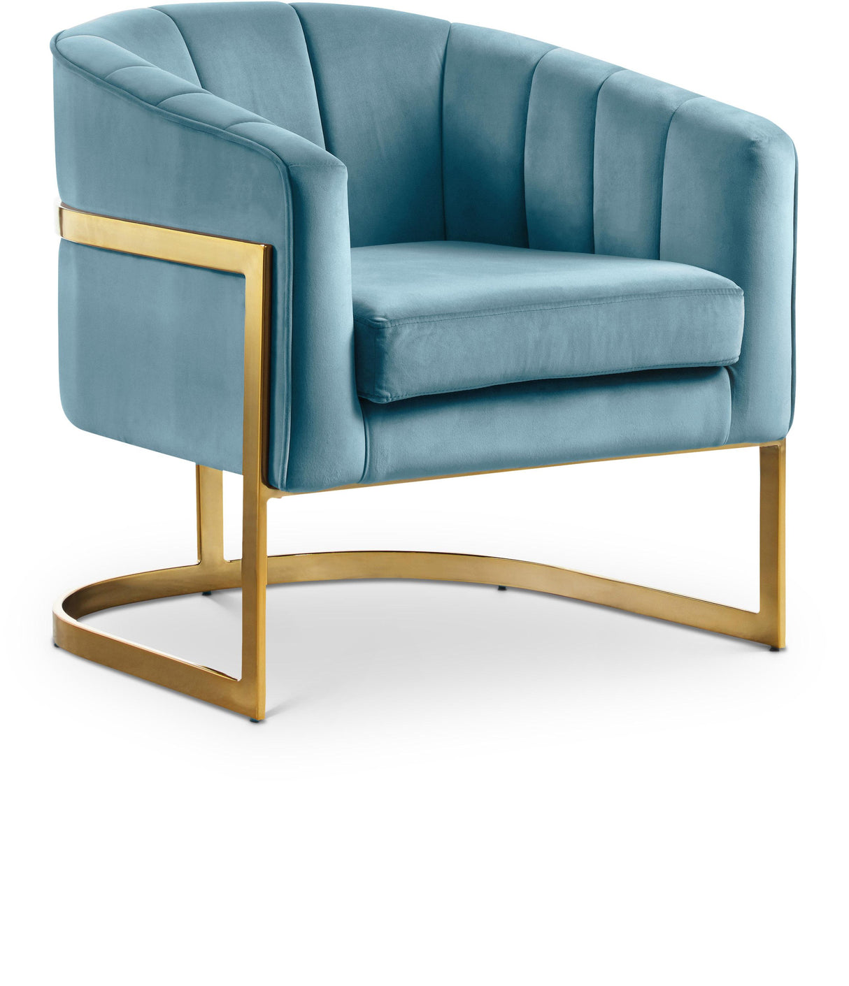 Carter Aqua Velvet Accent Chair - galleria furniture outlet