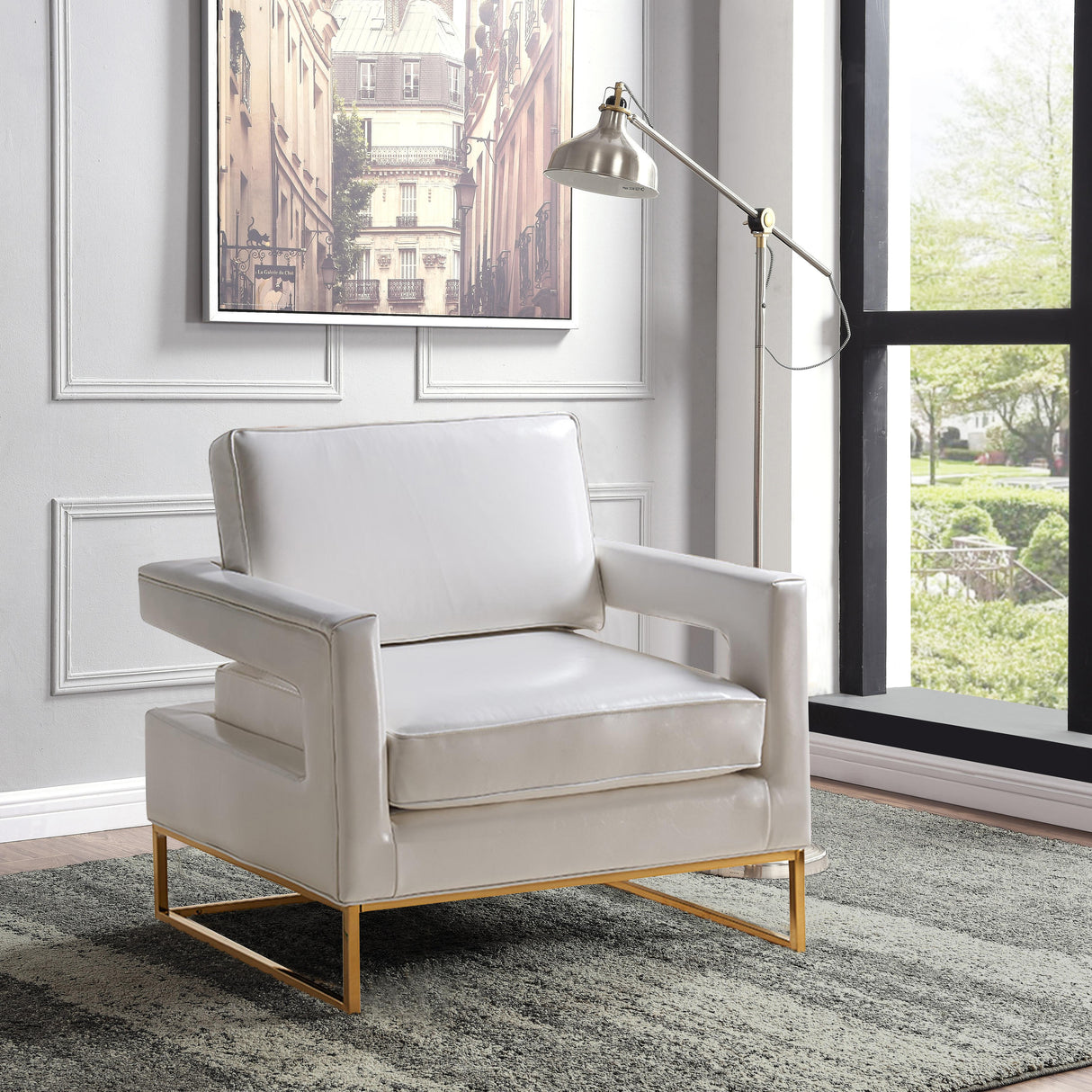 Amelia White Faux Leather Accent Chair - galleria furniture outlet