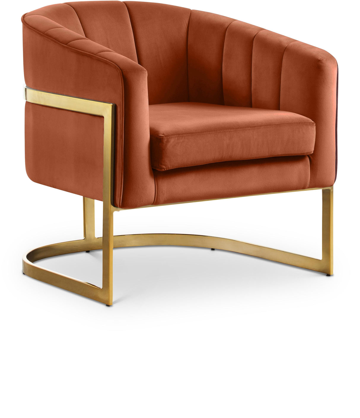 Carter Cognac Velvet Accent Chair - galleria furniture outlet