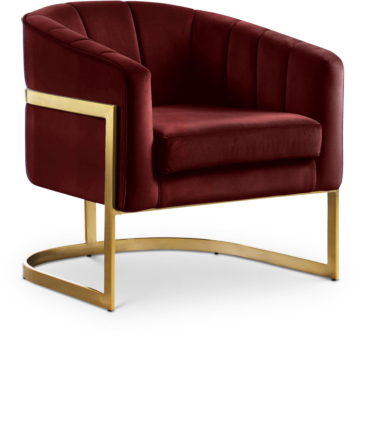 Carter Burgundy Velvet Accent Chair - galleria furniture outlet