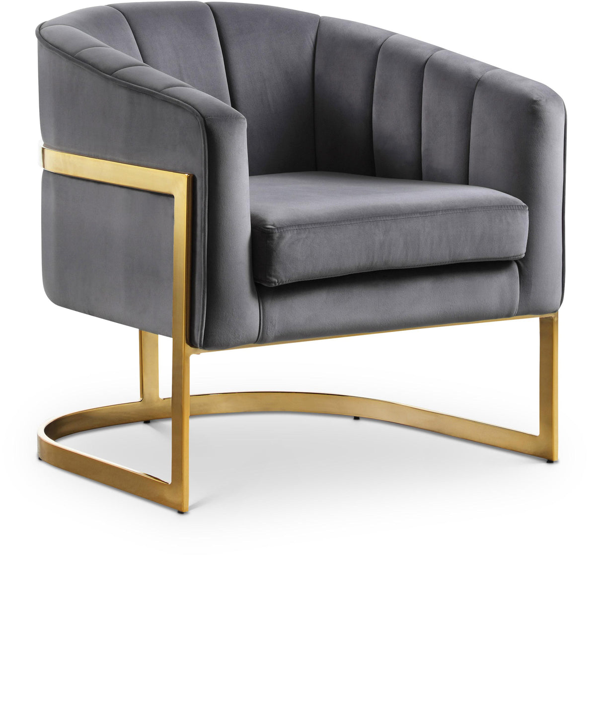 Carter Grey Velvet Accent Chair - galleria furniture outlet