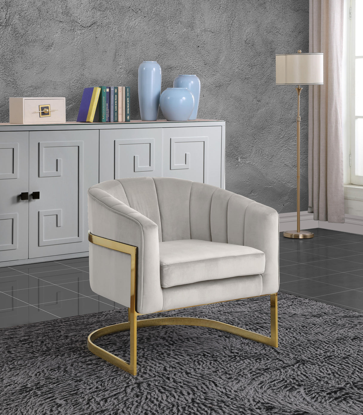 Carter Cream Velvet Accent Chair - galleria furniture outlet