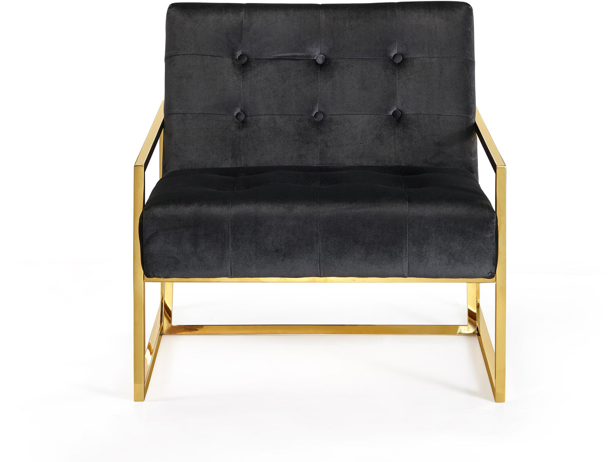 Pierre Black Velvet Accent Chair - galleria furniture outlet