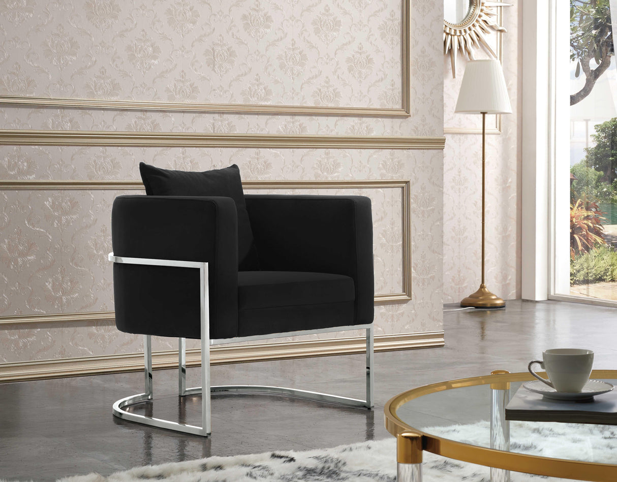 Pippa Black Velvet Accent Chair - galleria furniture outlet