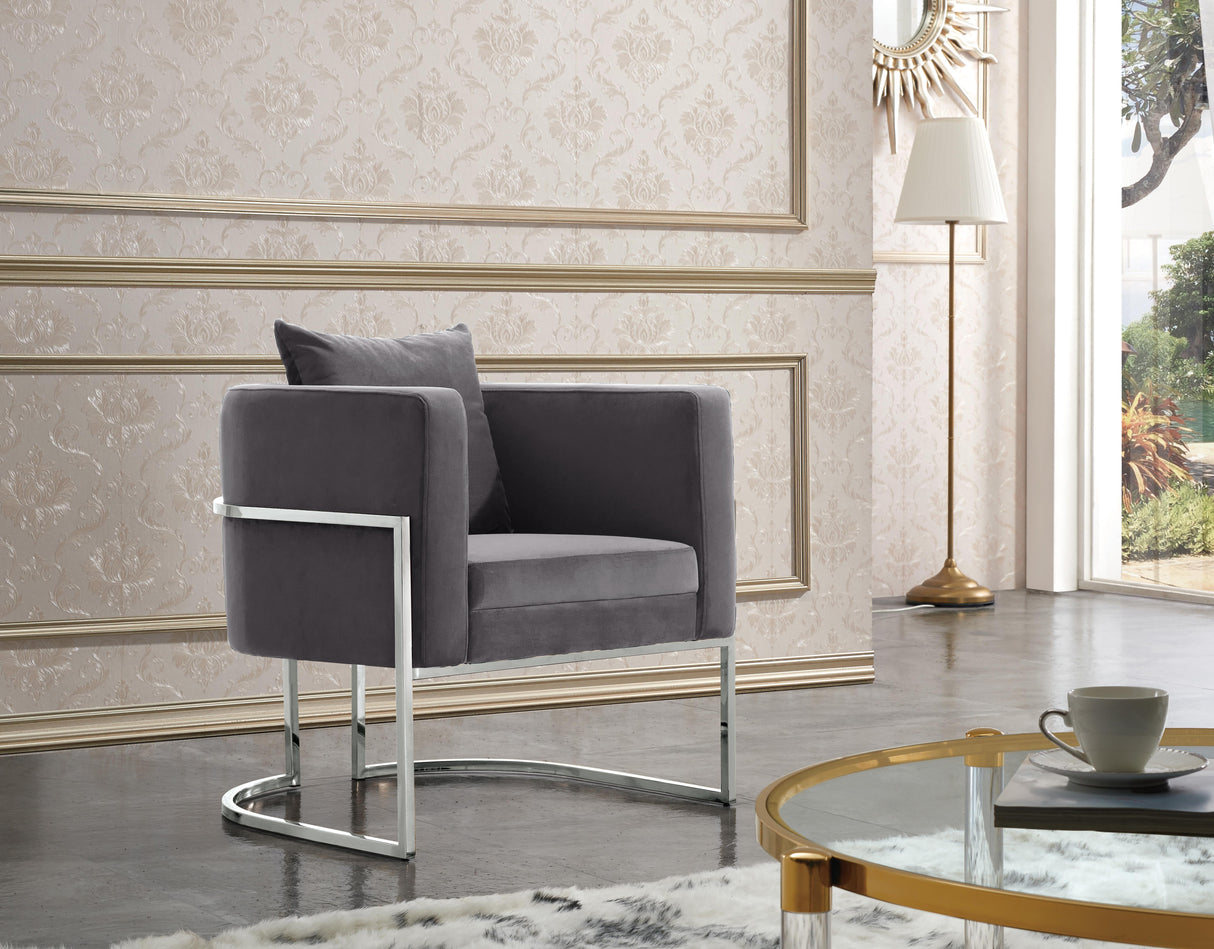 Pippa Grey Velvet Accent Chair - galleria furniture outlet