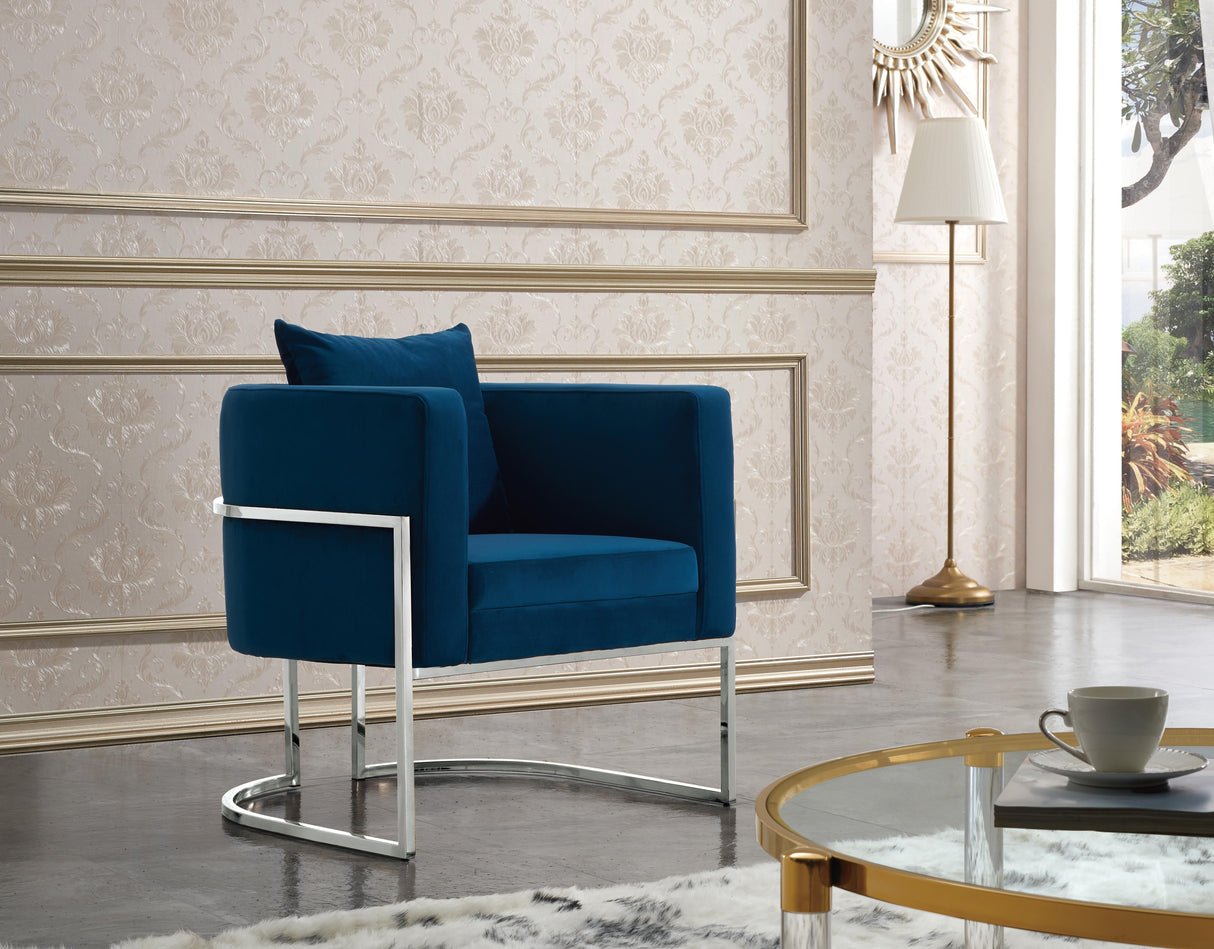 Pippa Navy Velvet Accent Chair - galleria furniture outlet