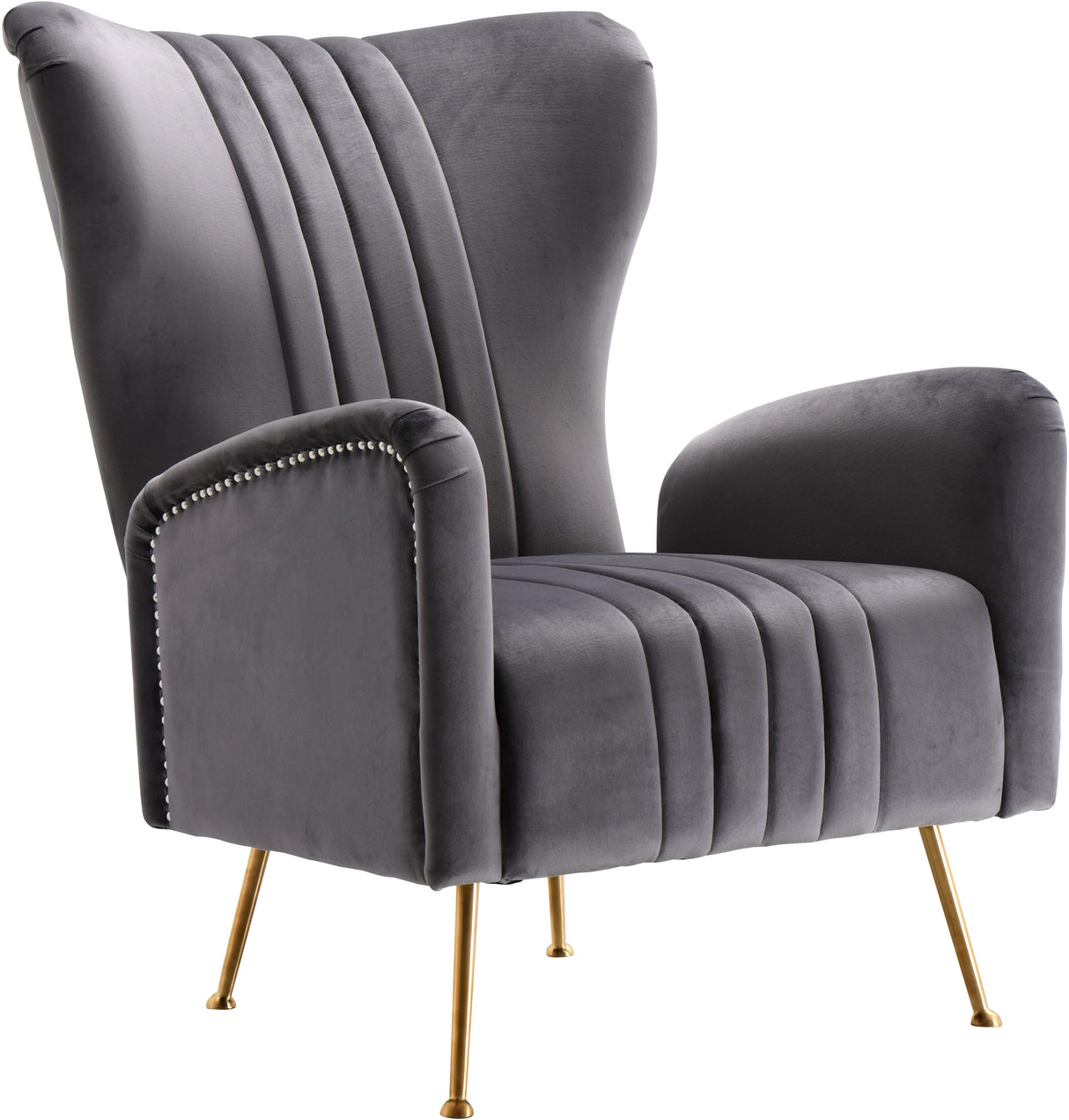 Opera Grey Velvet Accent Chair