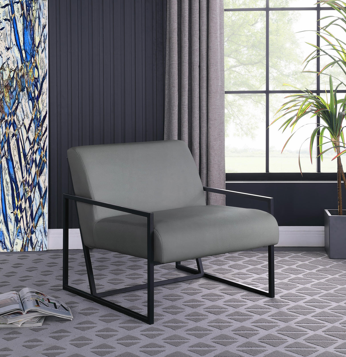 Industry Grey Faux Leather Accent Chair - galleria furniture outlet