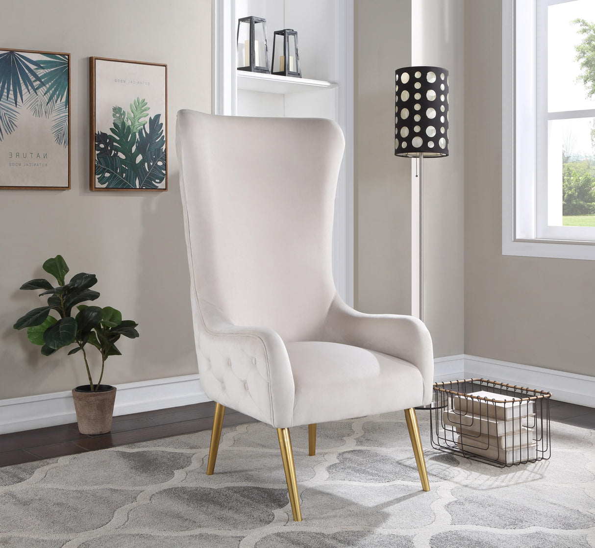 Alexander Cream Velvet Accent Chair - galleria furniture outlet