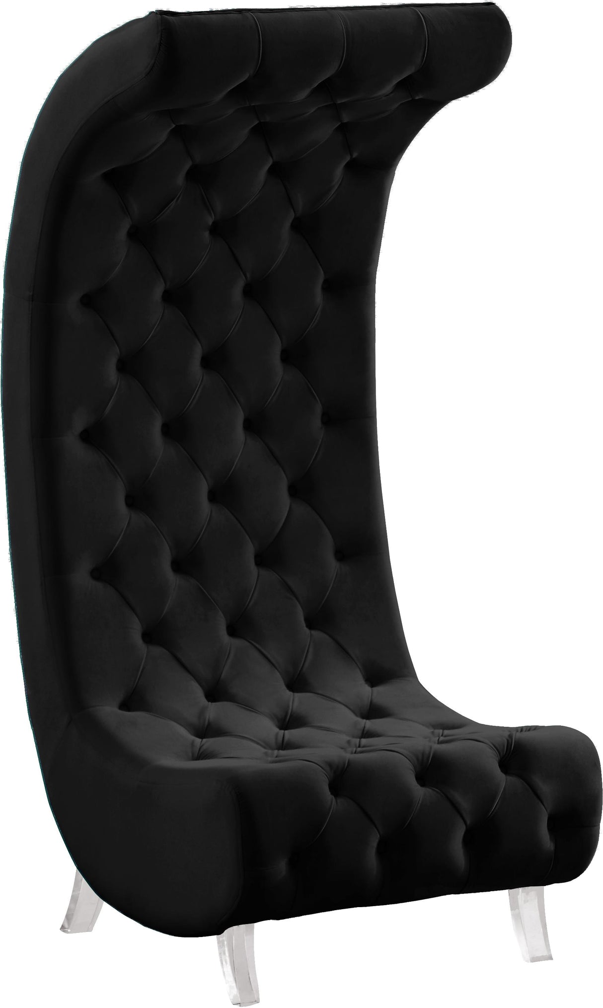 Crescent Black Velvet Accent Chair