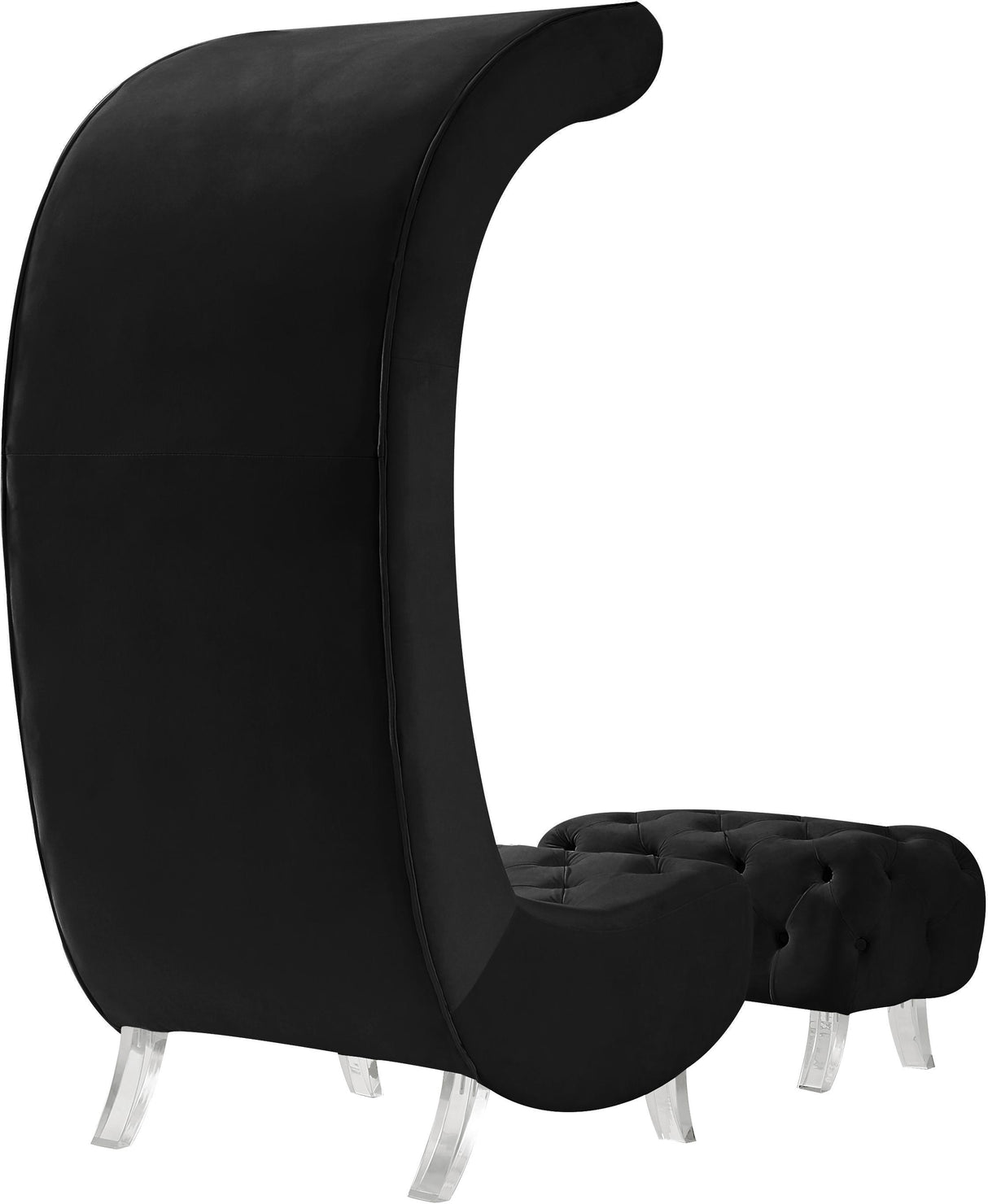 Crescent Black Velvet Accent Chair - galleria furniture outlet