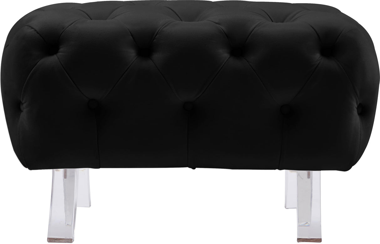 Crescent Black Velvet Ottoman - galleria furniture outlet