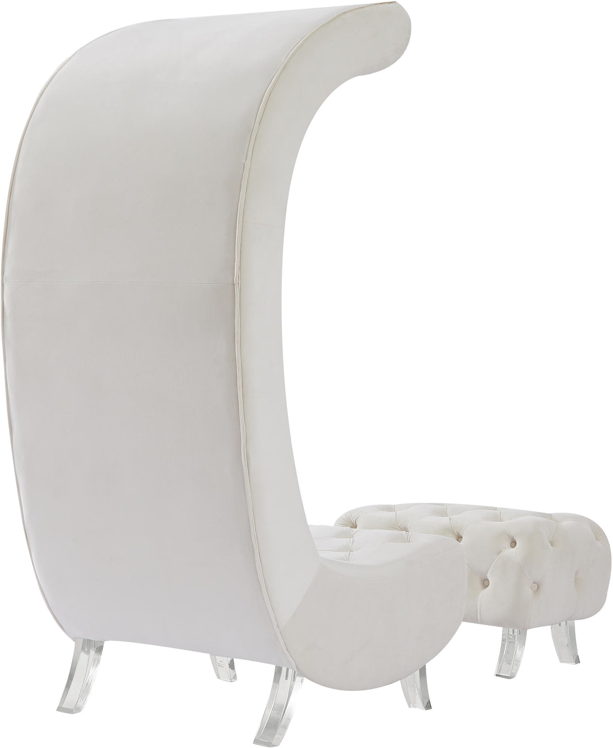 Crescent Cream Velvet Accent Chair - galleria furniture outlet