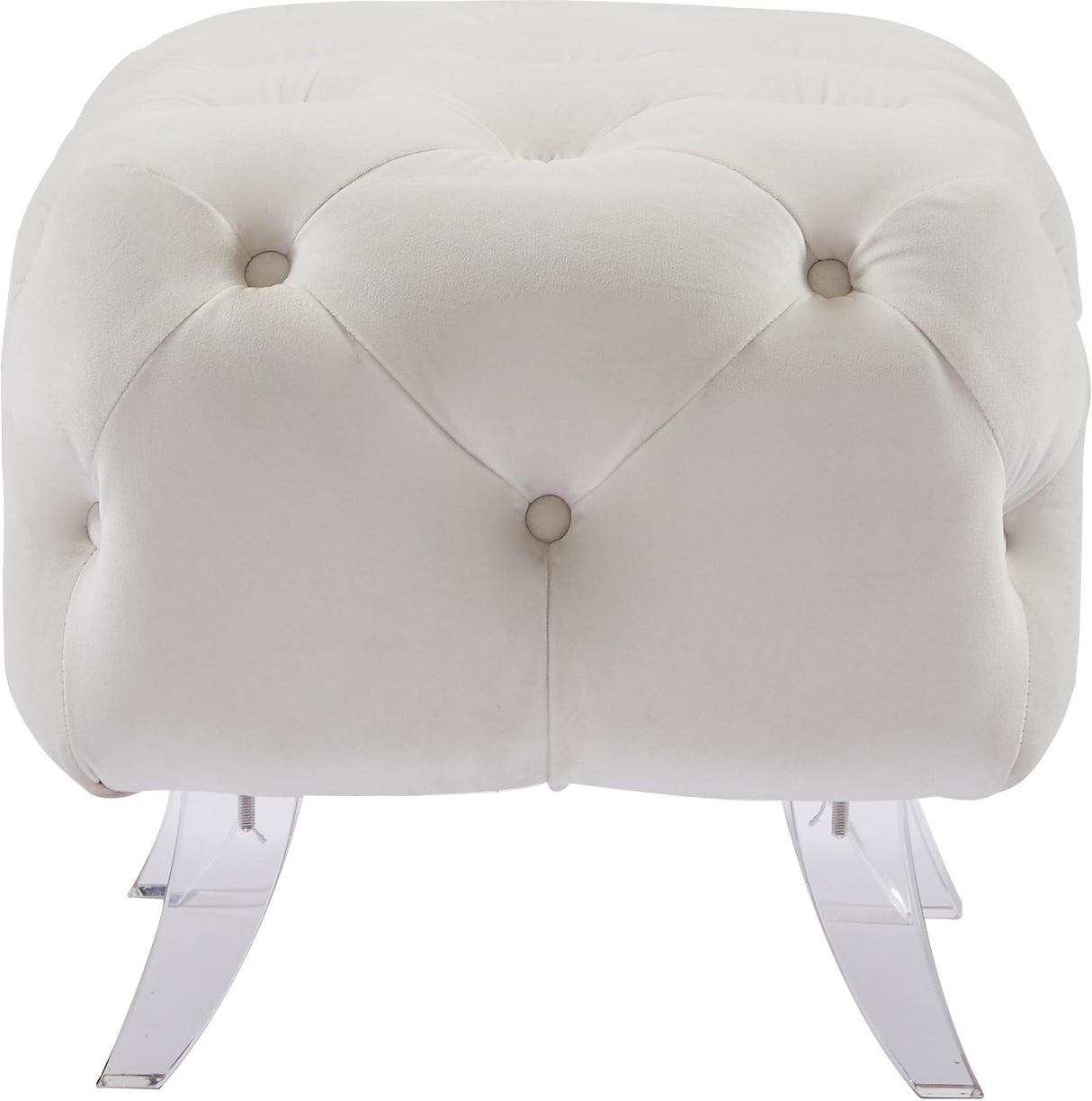 Crescent Cream Velvet Ottoman - galleria furniture outlet