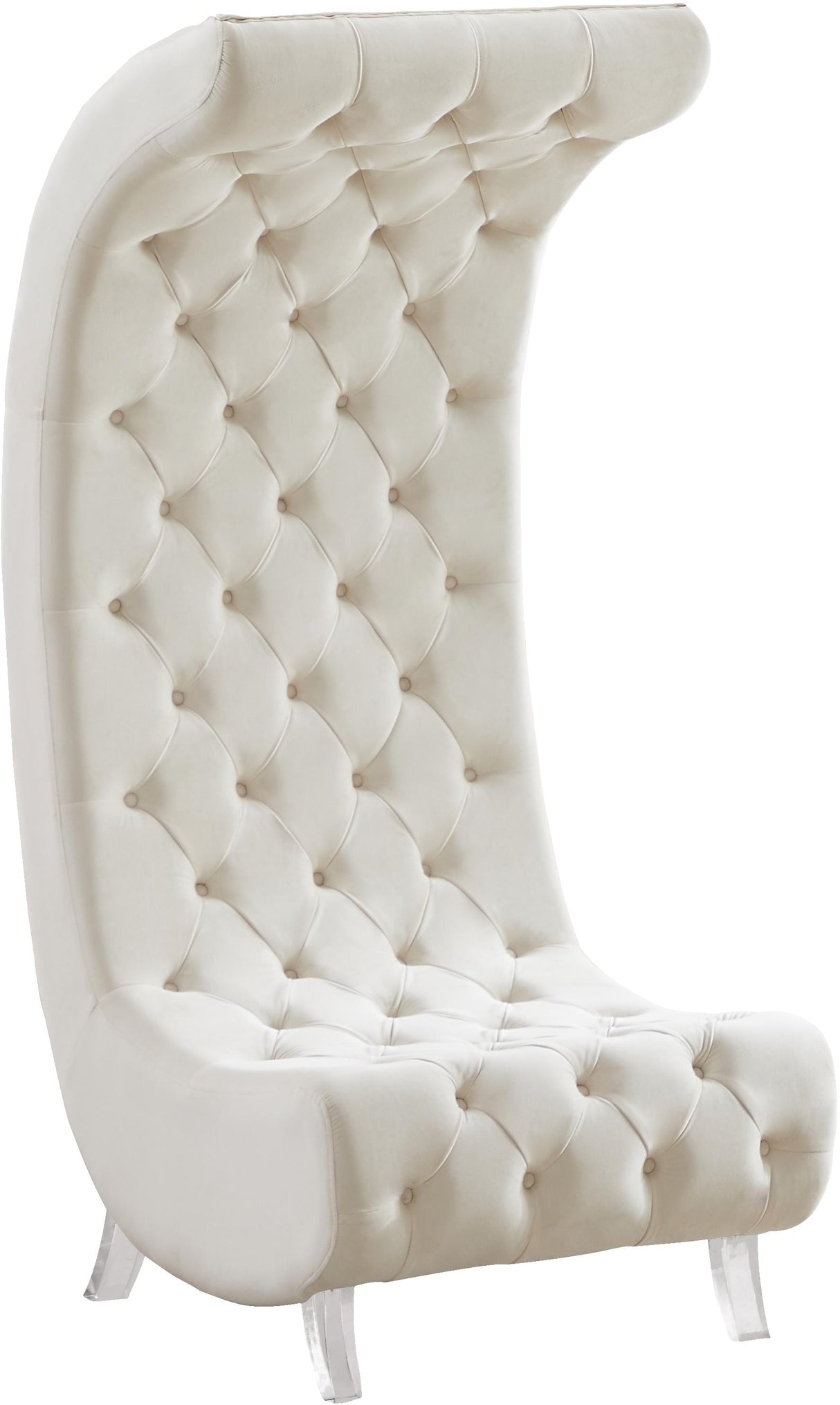 Crescent Cream Velvet Accent Chair