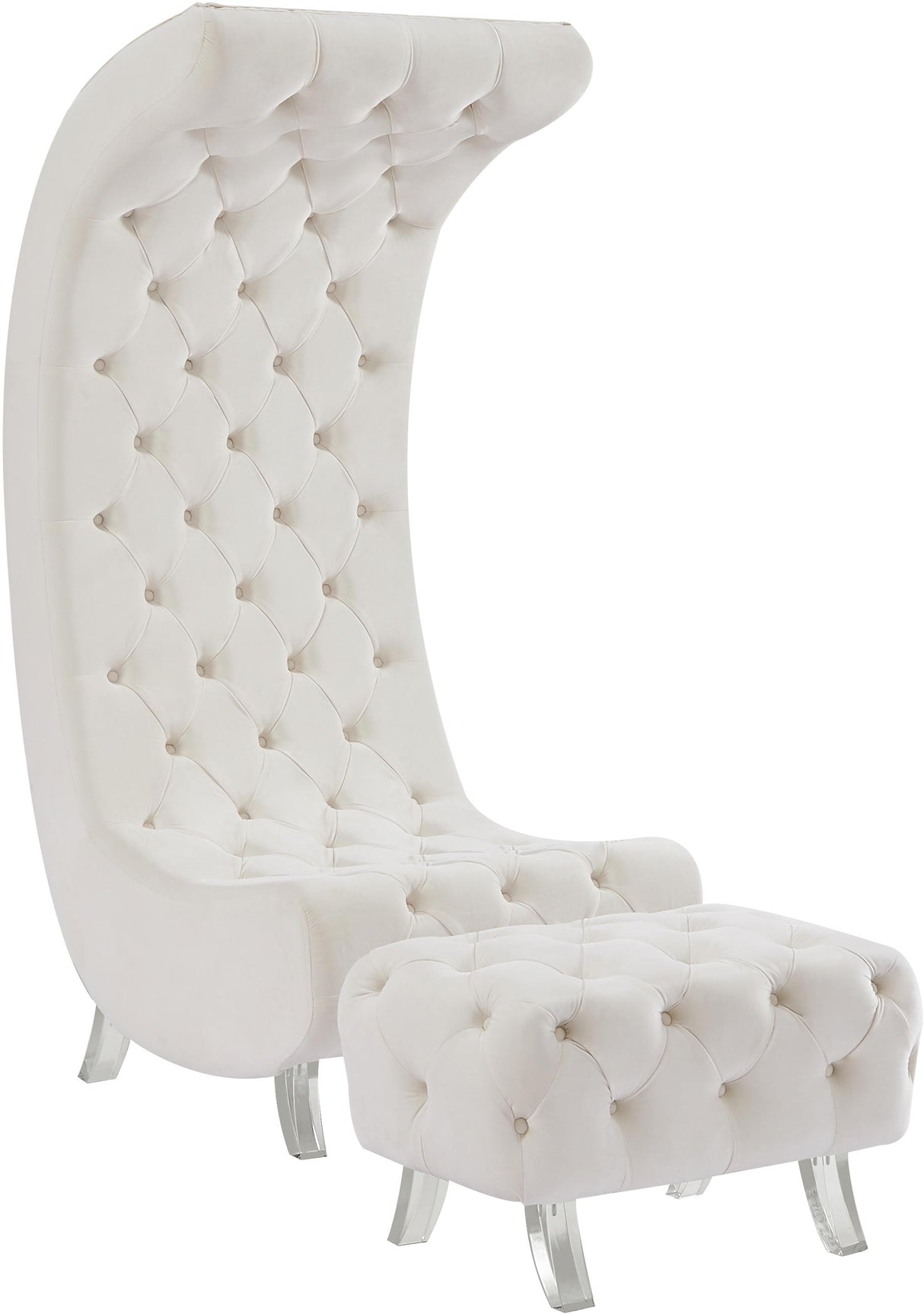 Crescent Cream Velvet Accent Chair - galleria furniture outlet