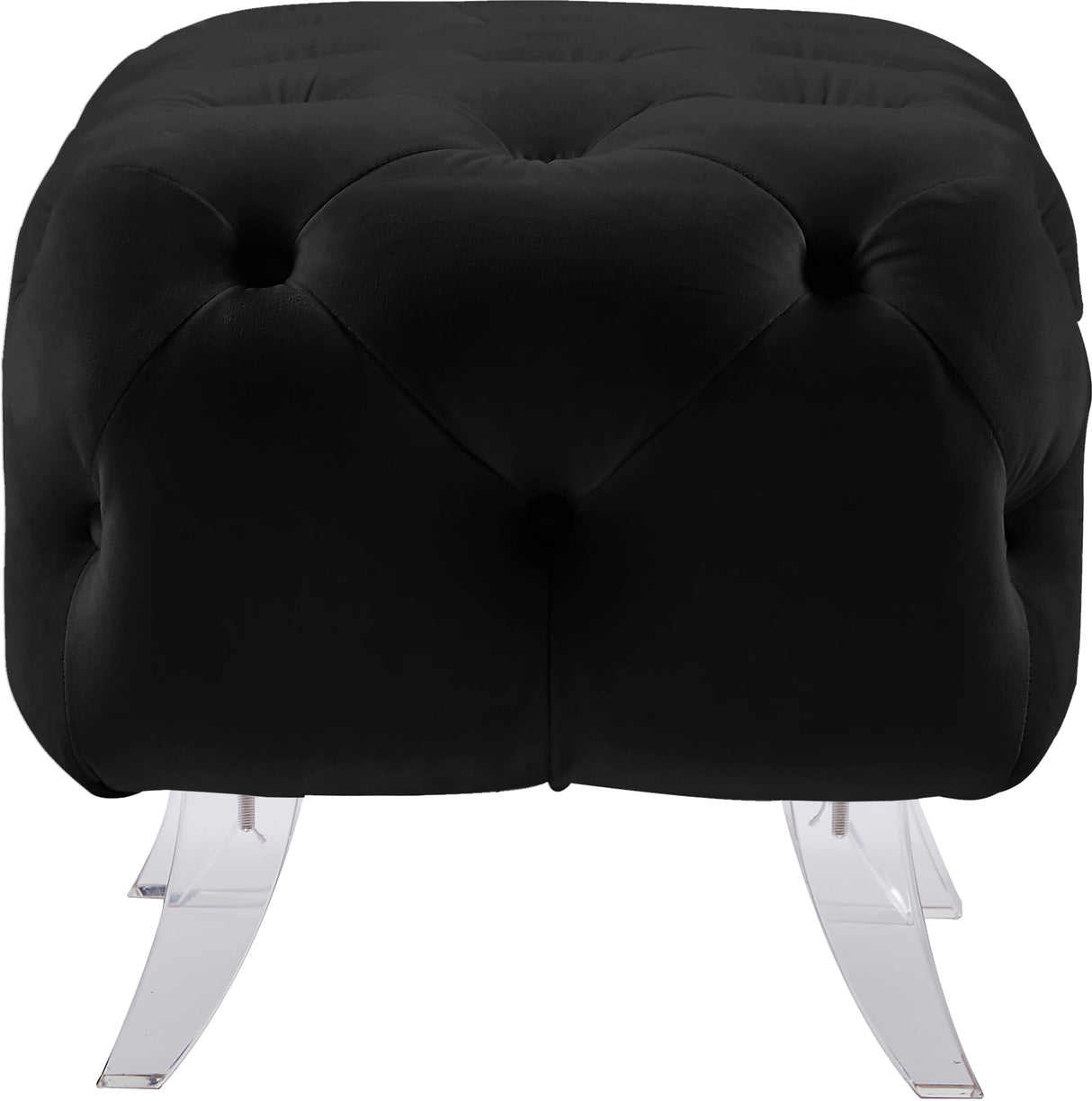 Crescent Black Velvet Ottoman - galleria furniture outlet