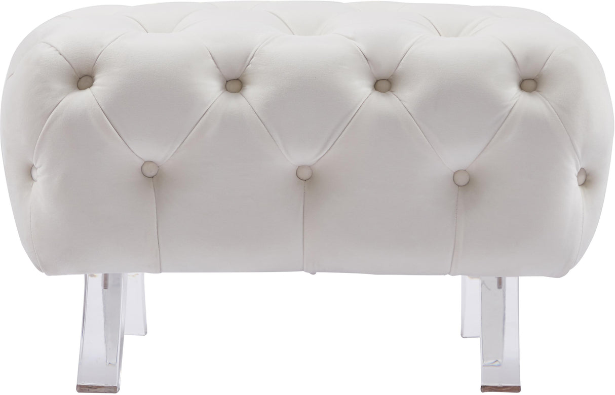 Crescent Cream Velvet Ottoman - galleria furniture outlet