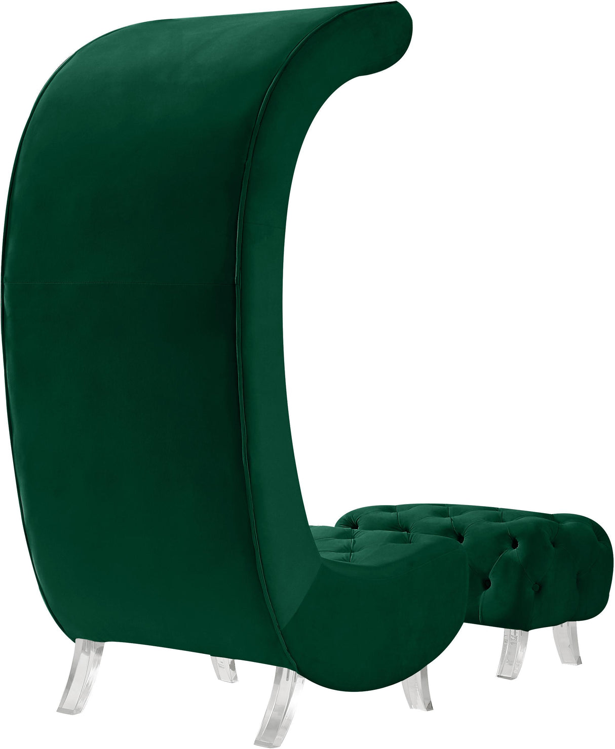 Crescent Green Velvet Accent Chair - galleria furniture outlet