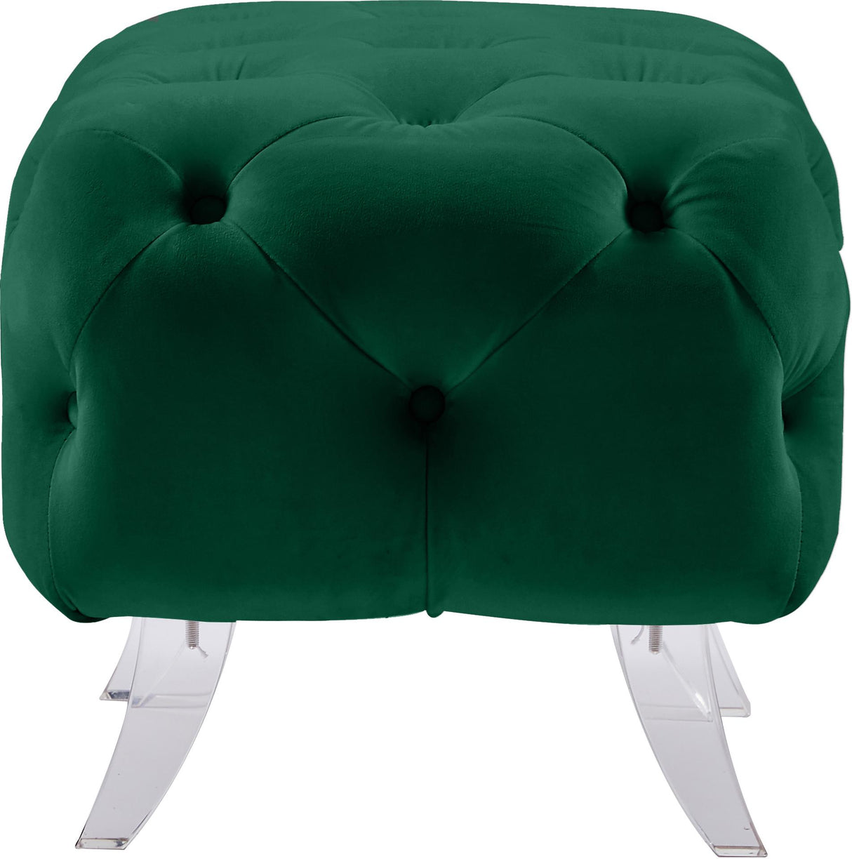 Crescent Green Velvet Ottoman - galleria furniture outlet