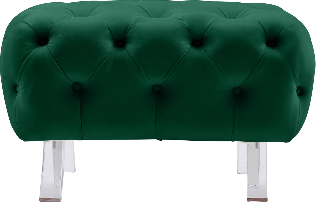 Crescent Green Velvet Ottoman