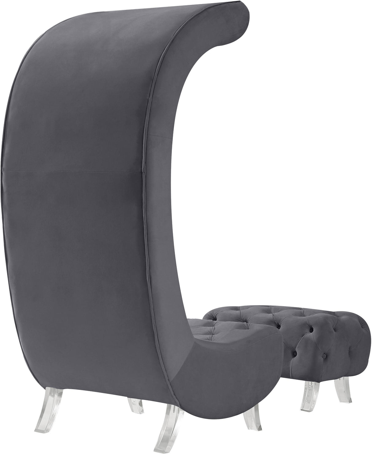 Crescent Grey Velvet Accent Chair - galleria furniture outlet