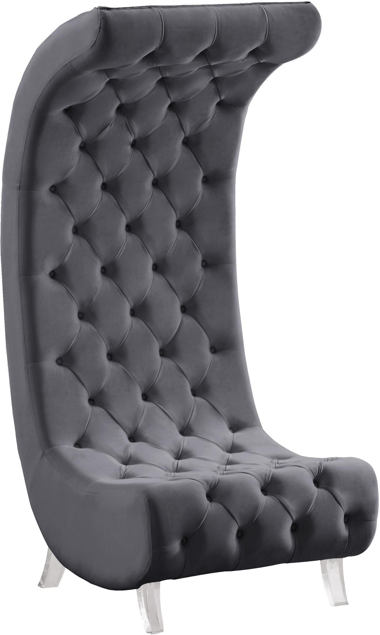 Crescent Grey Velvet Accent Chair - galleria furniture outlet
