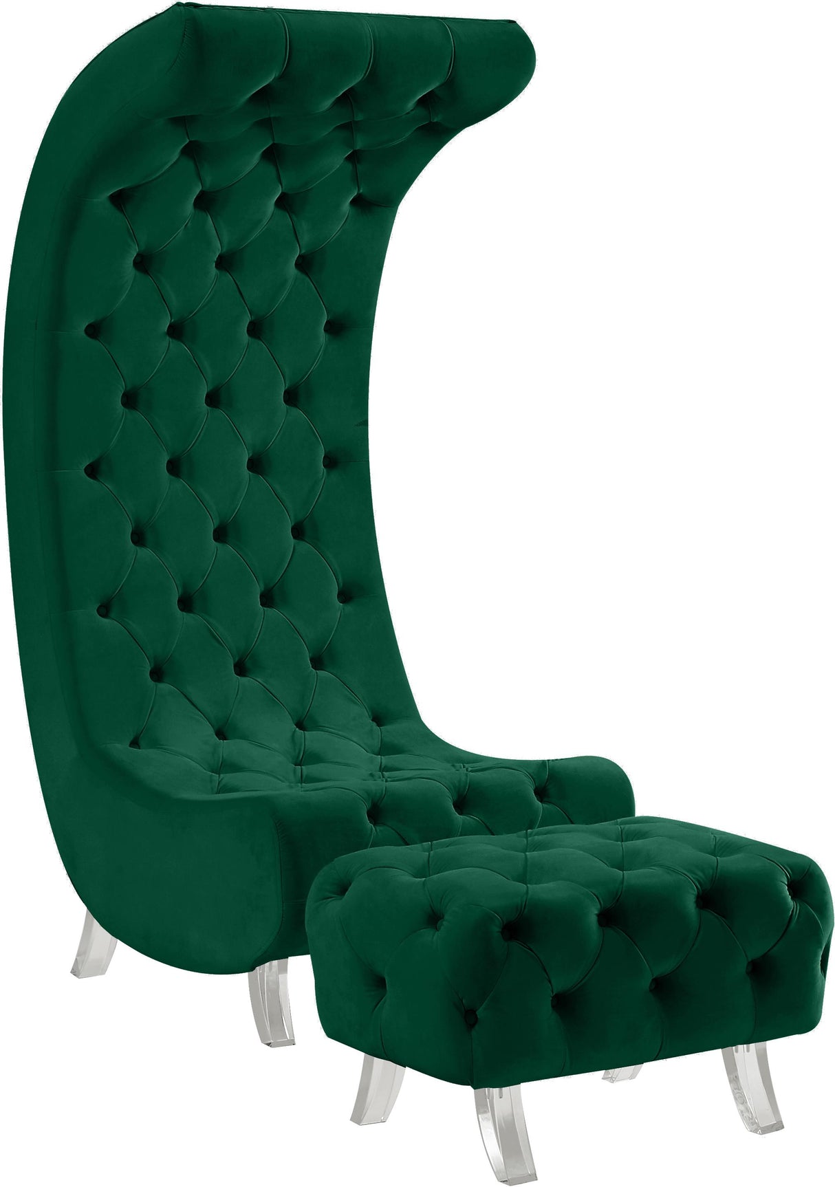 Crescent Green Velvet Accent Chair - galleria furniture outlet