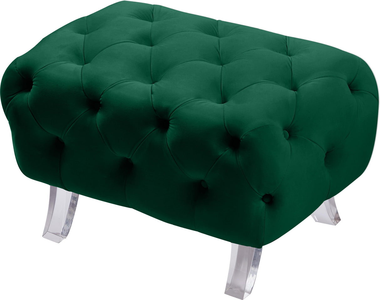 Crescent Green Velvet Ottoman - galleria furniture outlet